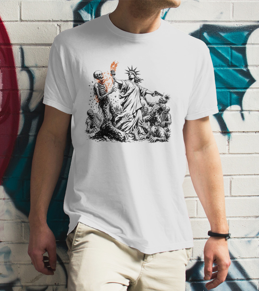 Liberty Or Death Zombie Apocalypse Undead Statue Of Liberty Torch T-Shirt