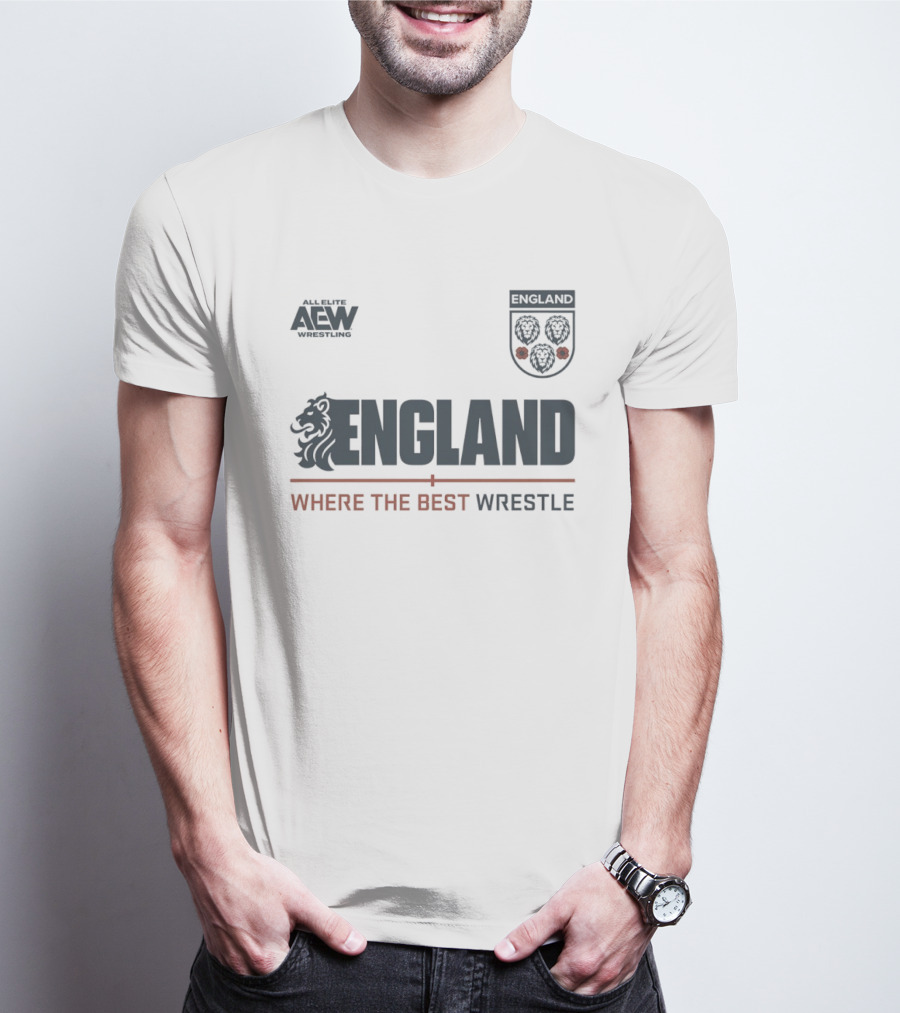 All Elite AEW Wrestling England Where The Best Wrestle Lion Crest T-Shirt