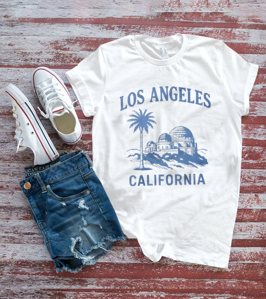 Los Angeles California Palm Tree Observatory Travel City Skyline T-Shirt