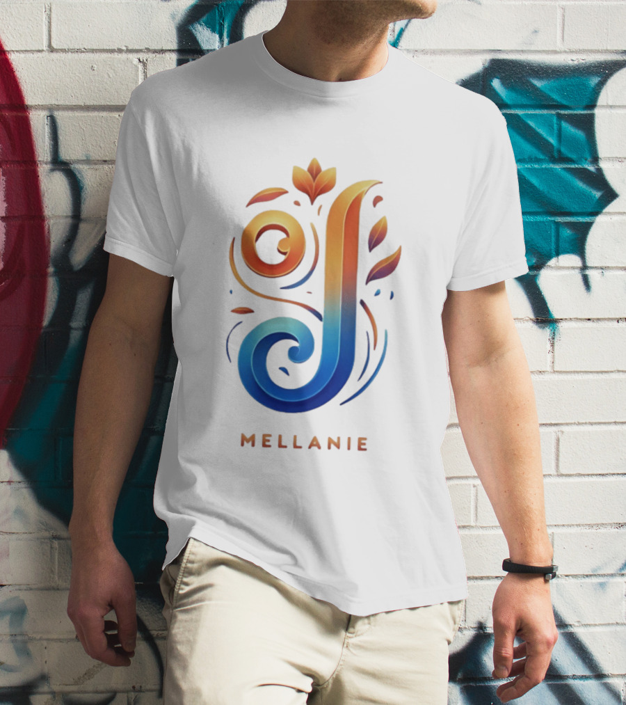 Mellanie Decorative Letter J Floral Gradient T-Shirt