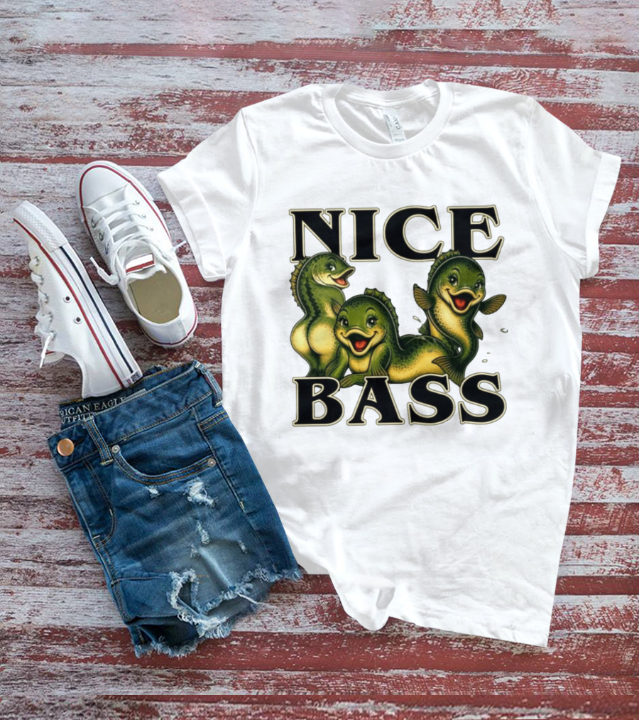 Nice Bass Fishing Pun Angler Humor Trio Fish T-Shirt
