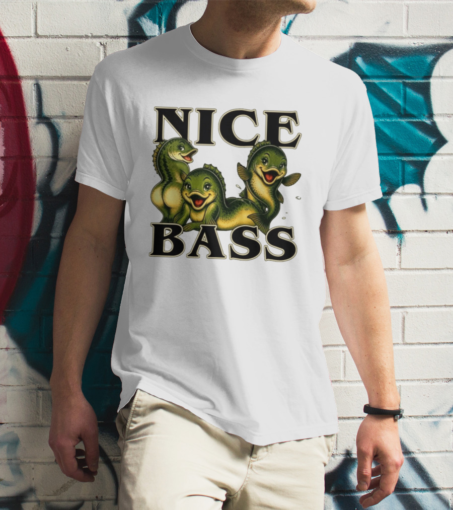 Nice Bass Fishing Pun Angler Humor Trio Fish T-Shirt