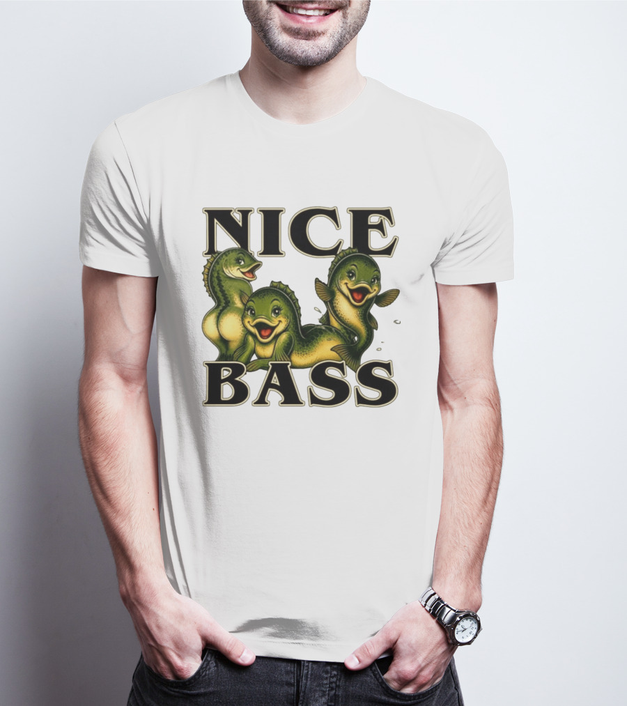 Nice Bass Fishing Pun Angler Humor Trio Fish T-Shirt