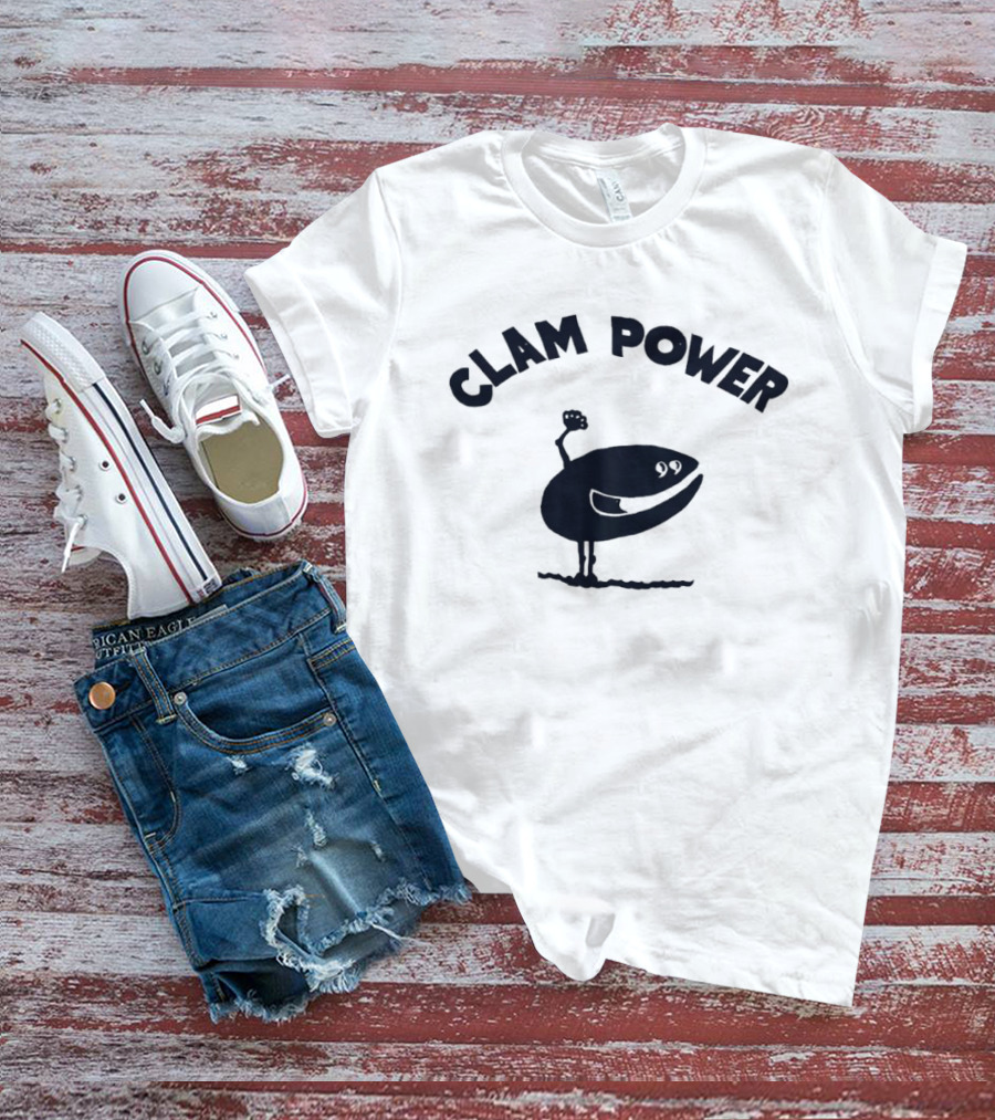 Clam Power Funny Cartoon Clam Arm Flexing T-Shirt