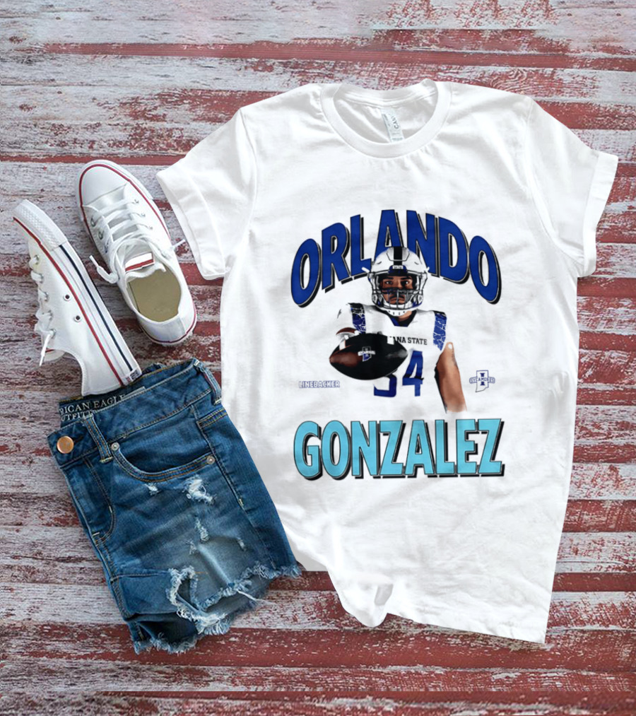 Orlando Gonzalez Indiana State Sycamores Linebacker Football Player 34 T-Shirt