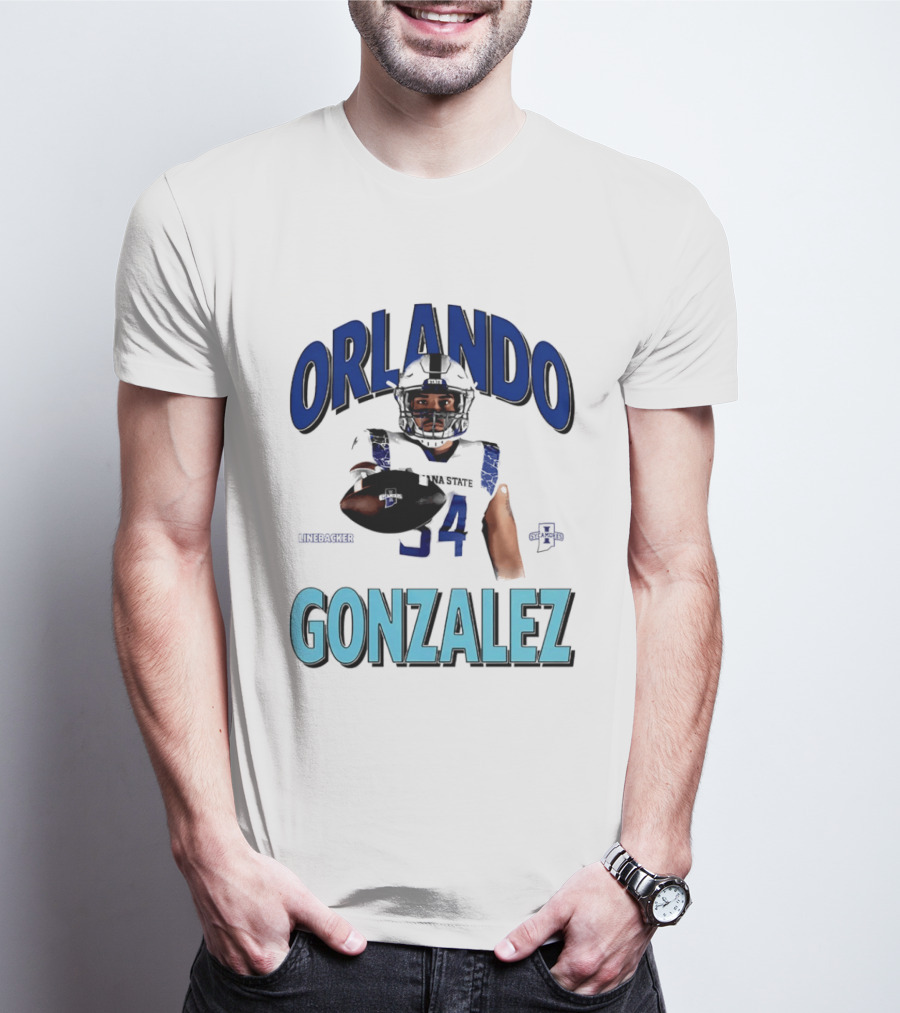 Orlando Gonzalez Indiana State Sycamores Linebacker Football Player 34 T-Shirt