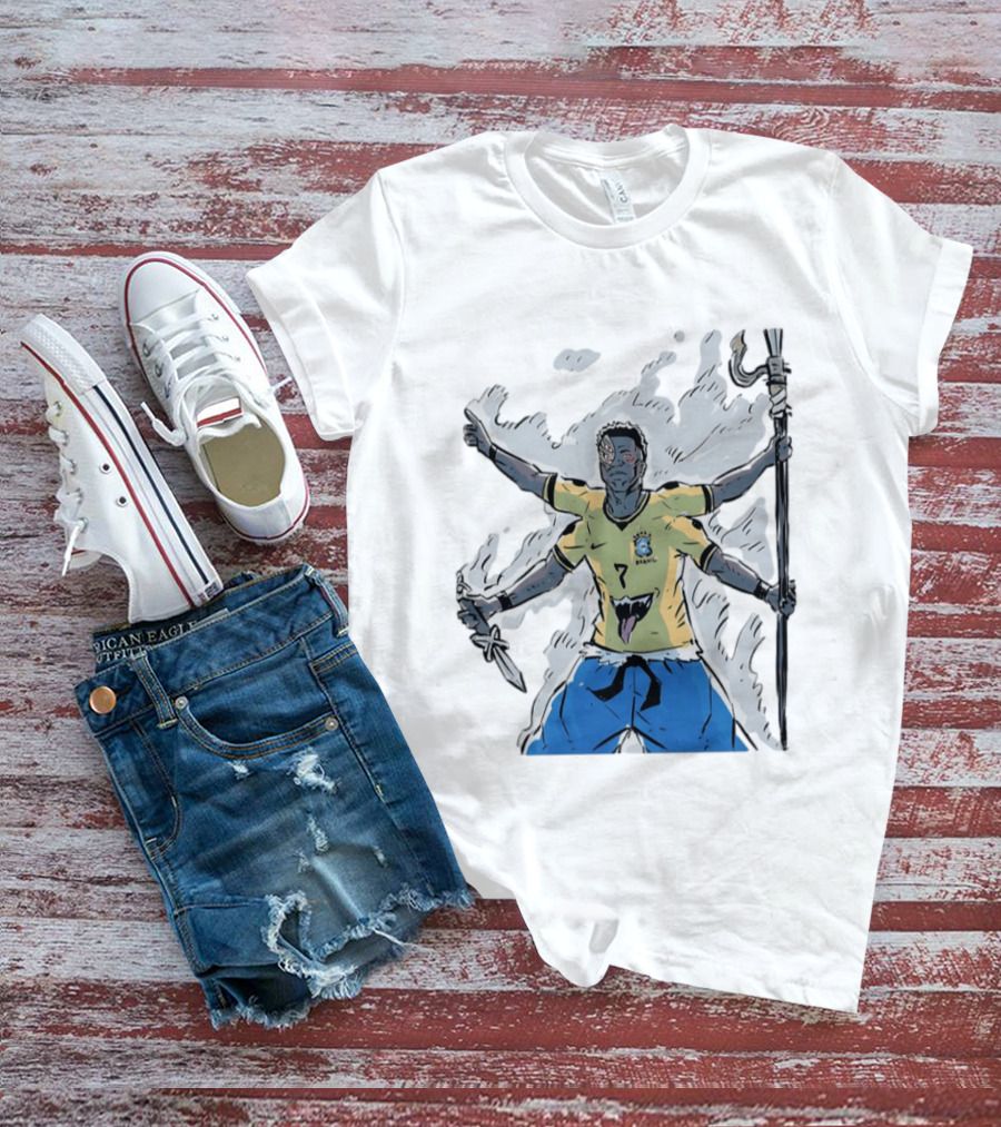 Vini Jr. Brazil Ryomen Sukuna Crossover Anime Character Fusion T-Shirt