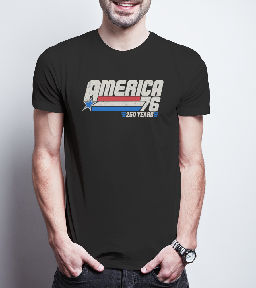 America 76 Star Red White Blue 250 Years Celebration T-Shirt