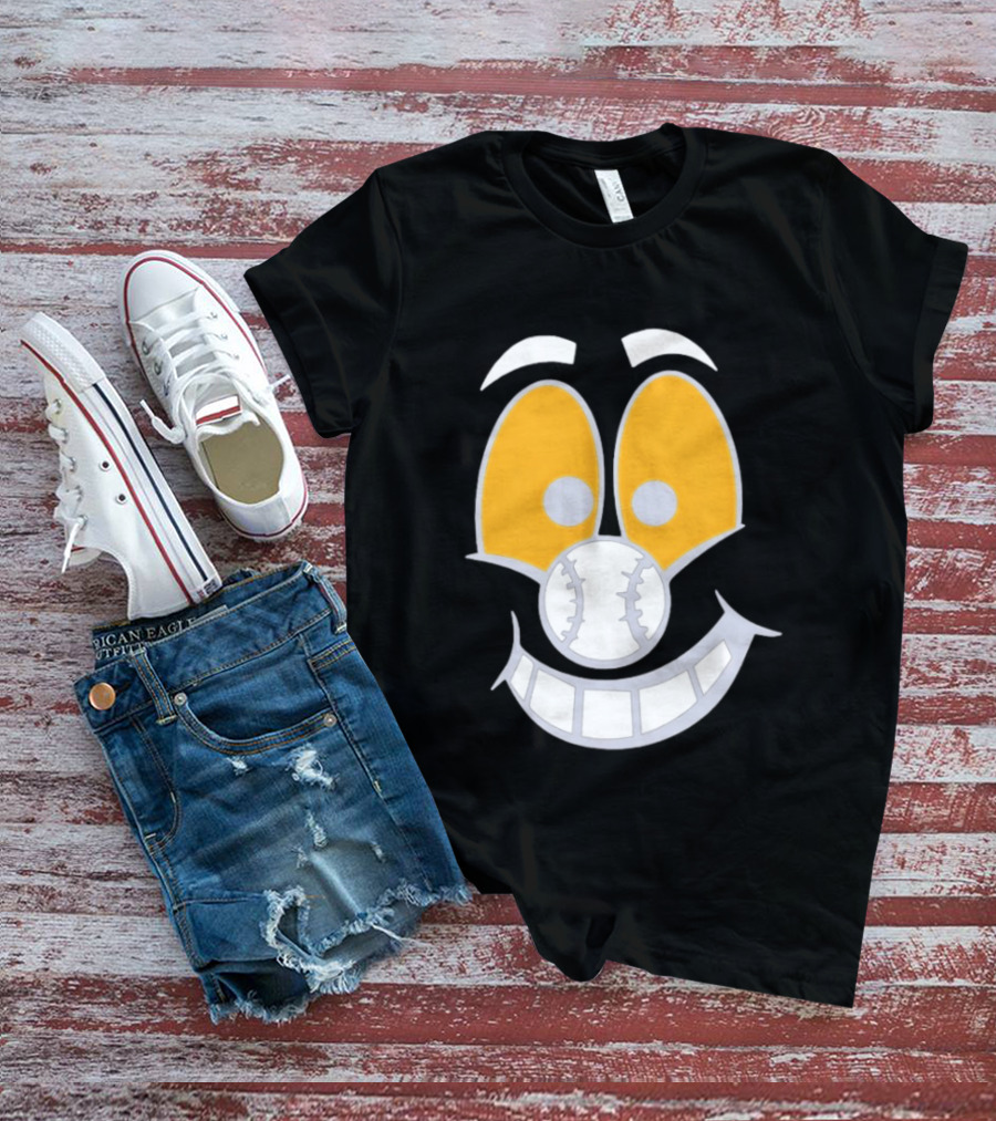 Cartoon Baseball Smile Face With Playful Eyes T-Shirt