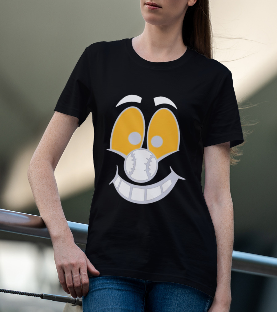 Cartoon Baseball Smile Face With Playful Eyes T-Shirt