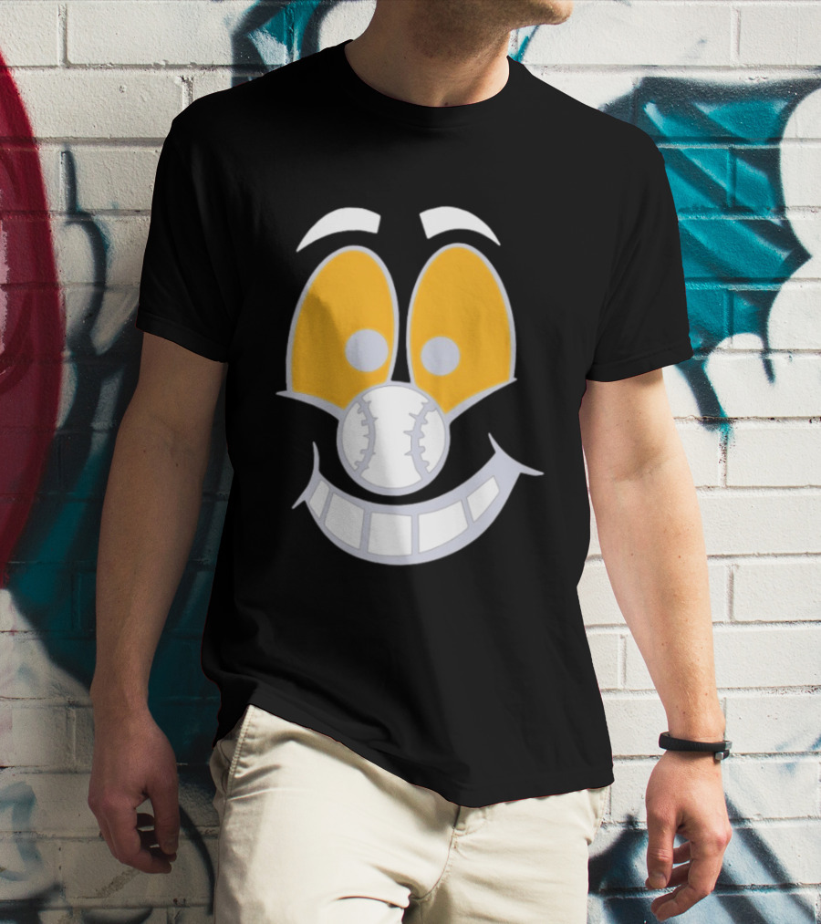 Cartoon Baseball Smile Face With Playful Eyes T-Shirt