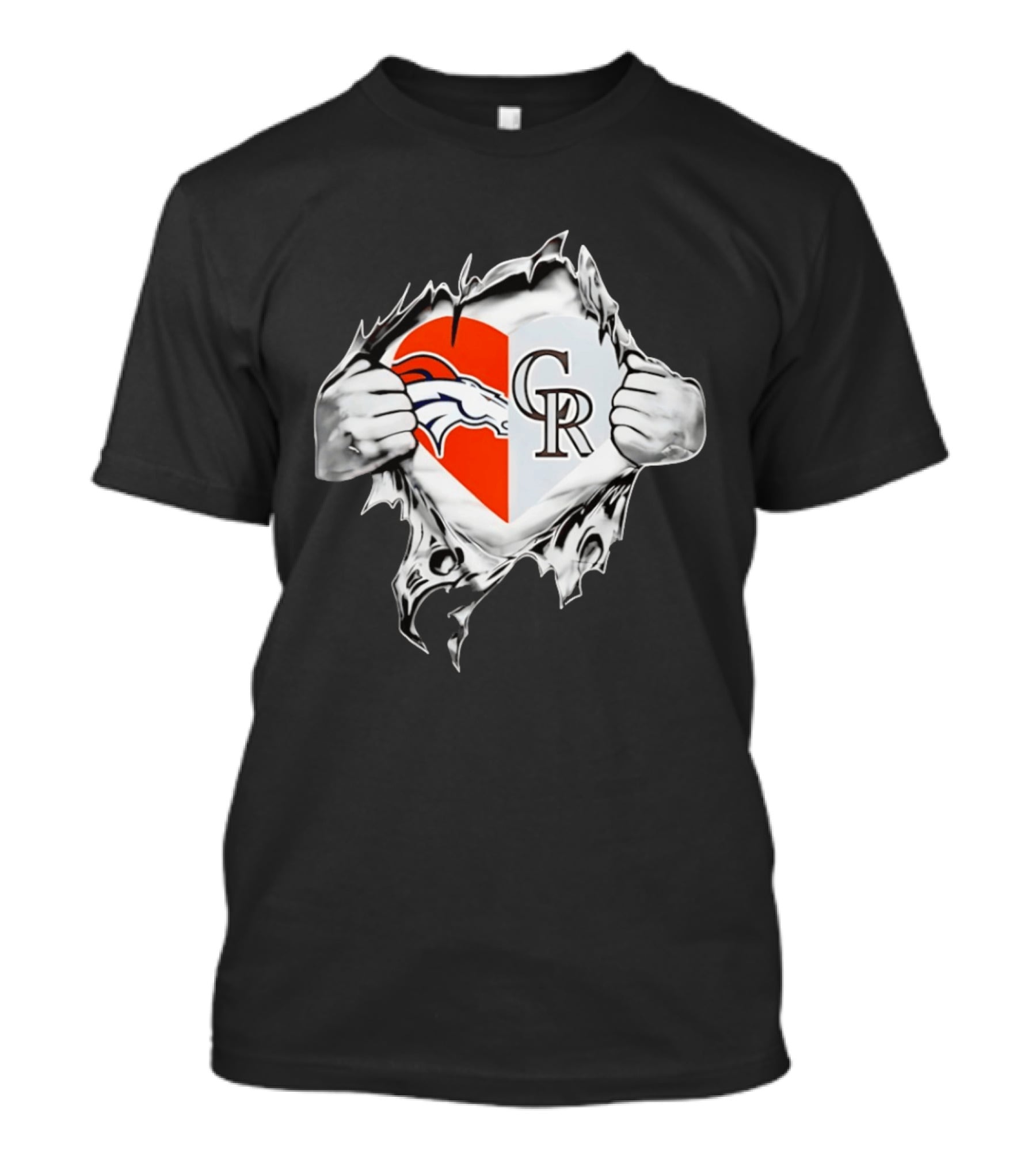 Broncos Rockies Heart Split Collaboration T-Shirt