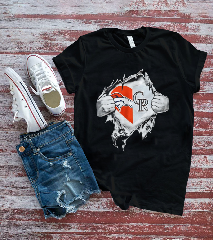 Broncos Rockies Heart Split Collaboration T-Shirt
