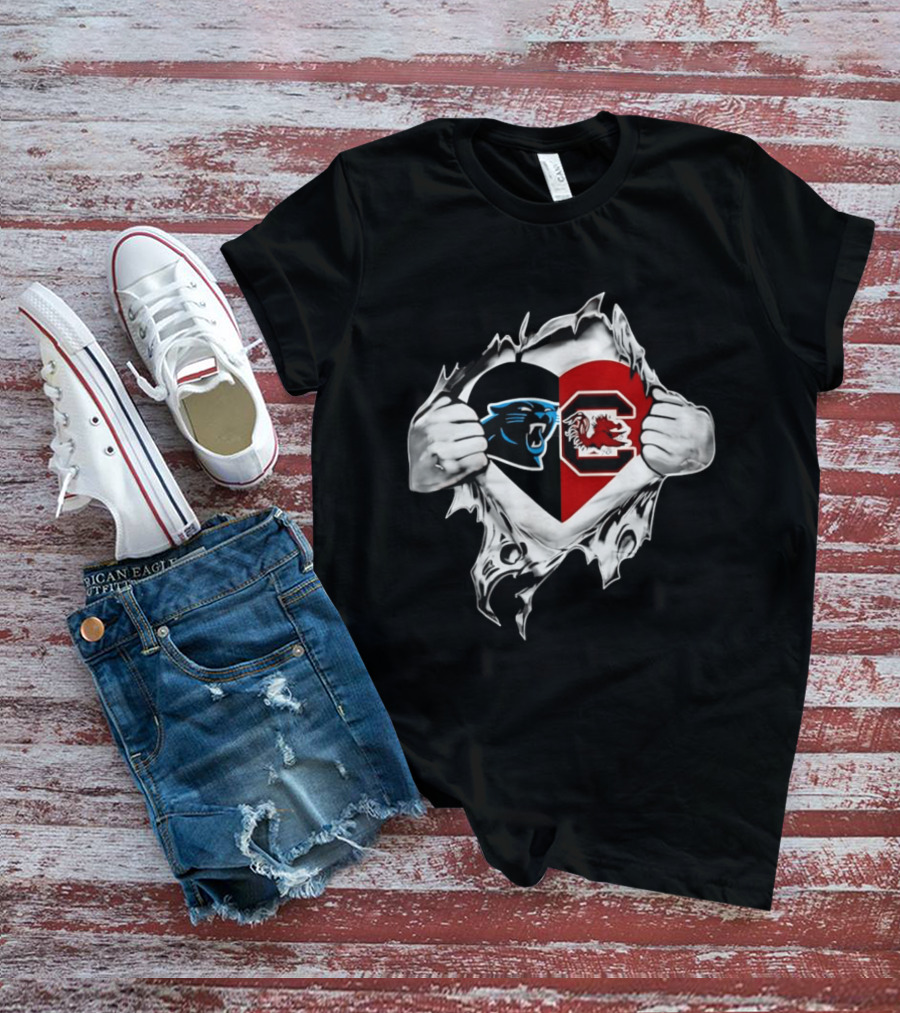 Carolina Panthers South Carolina Gamecocks Heart T-Shirt