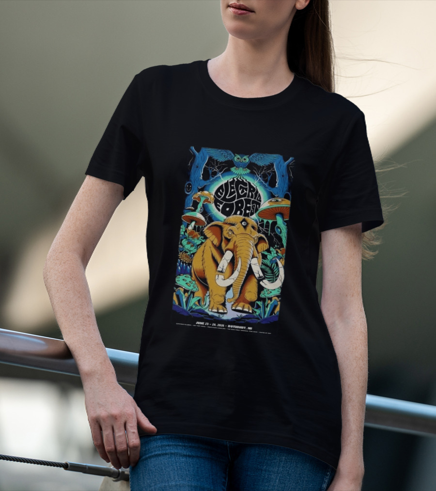 Electric Forest June 25 28 2026 Rothbury MI Mammoth And Psychedelic Mushrooms T-Shirt