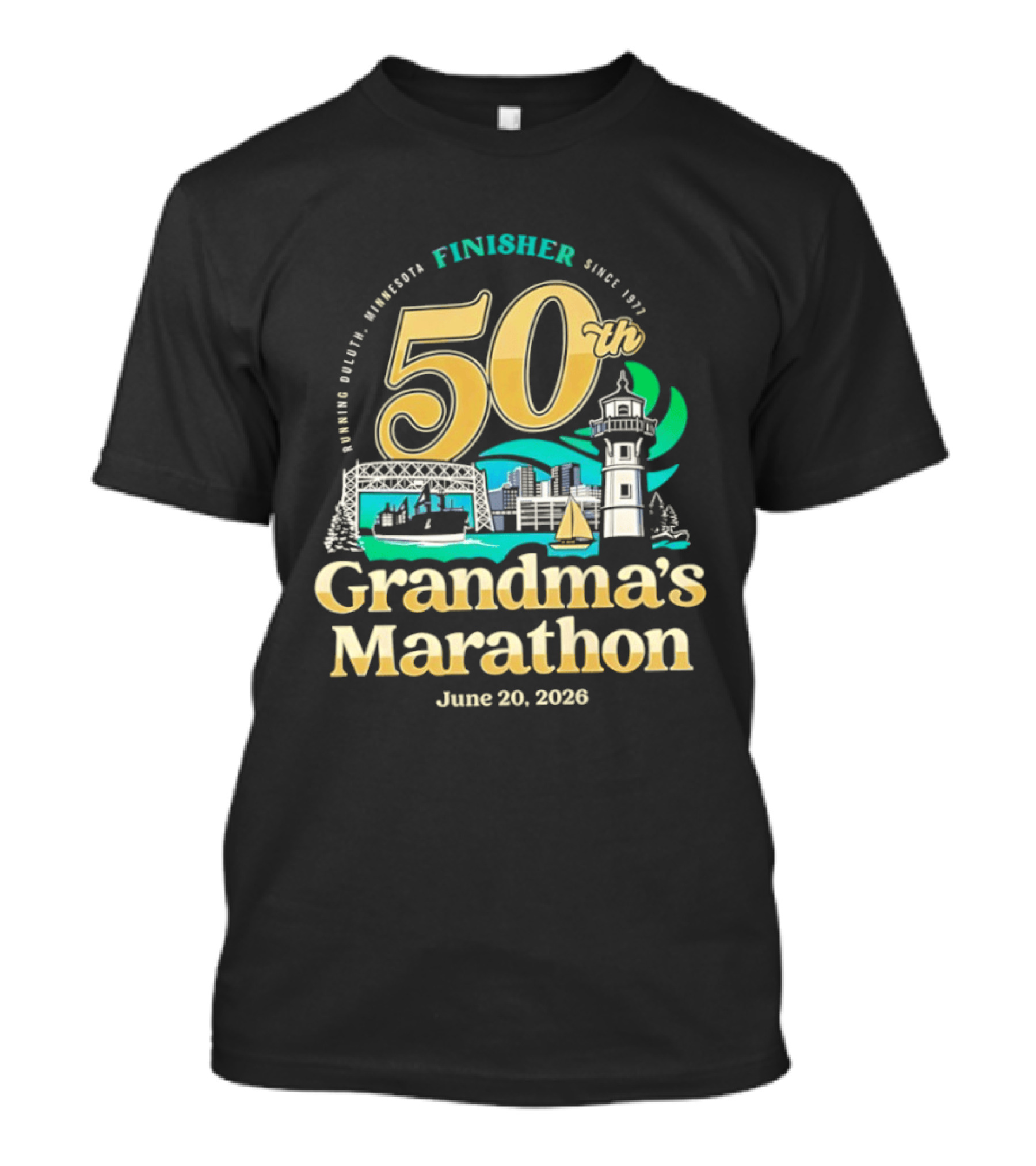 Grandma's Marathon 50th Anniversary Finisher June 20 2026 Canal Park Duluth Minnesota Since 1977 T-Shirt