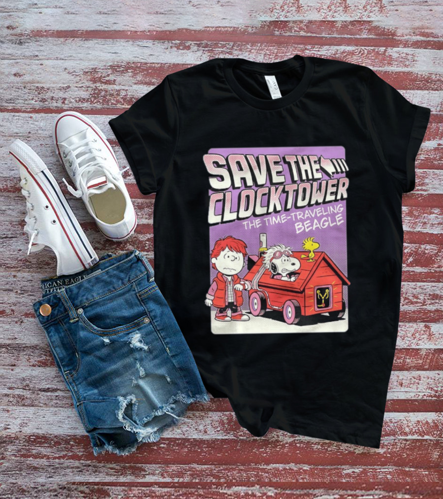 Save The Tower The Time Traveling Beagle Retro Adventure T-Shirt