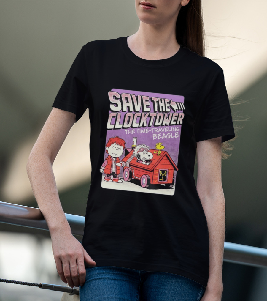 Save The Tower The Time Traveling Beagle Retro Adventure T-Shirt