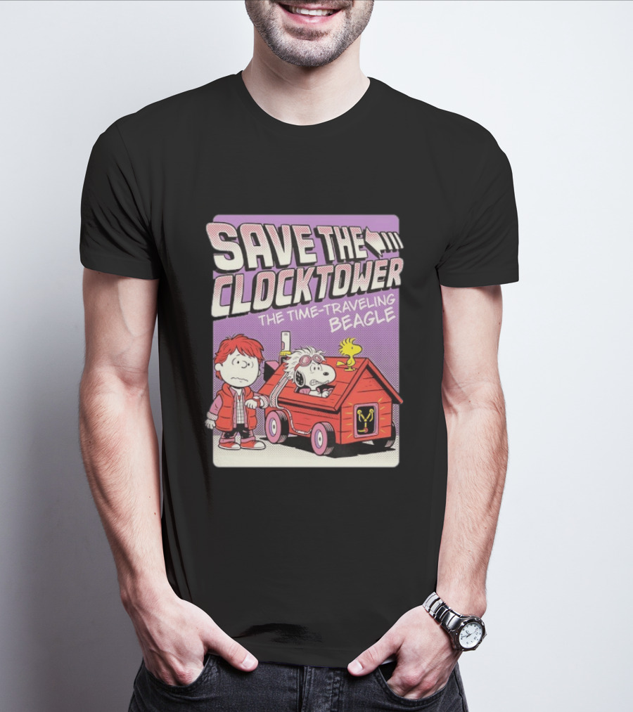 Save The Tower The Time Traveling Beagle Retro Adventure T-Shirt