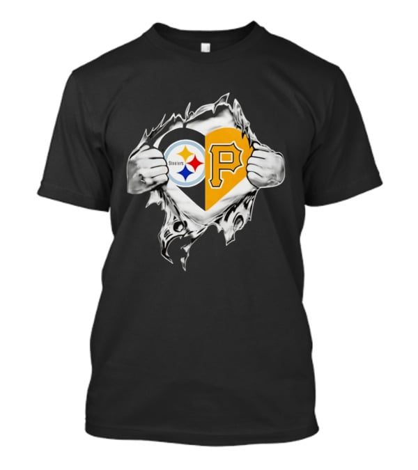 Steelers Pirates Heart Pittsburgh NFL MLB Fans T-Shirt