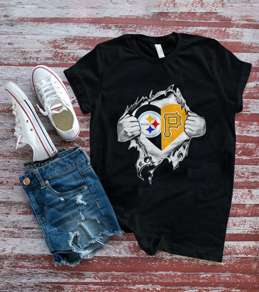 Steelers Pirates Heart Pittsburgh NFL MLB Fans T-Shirt
