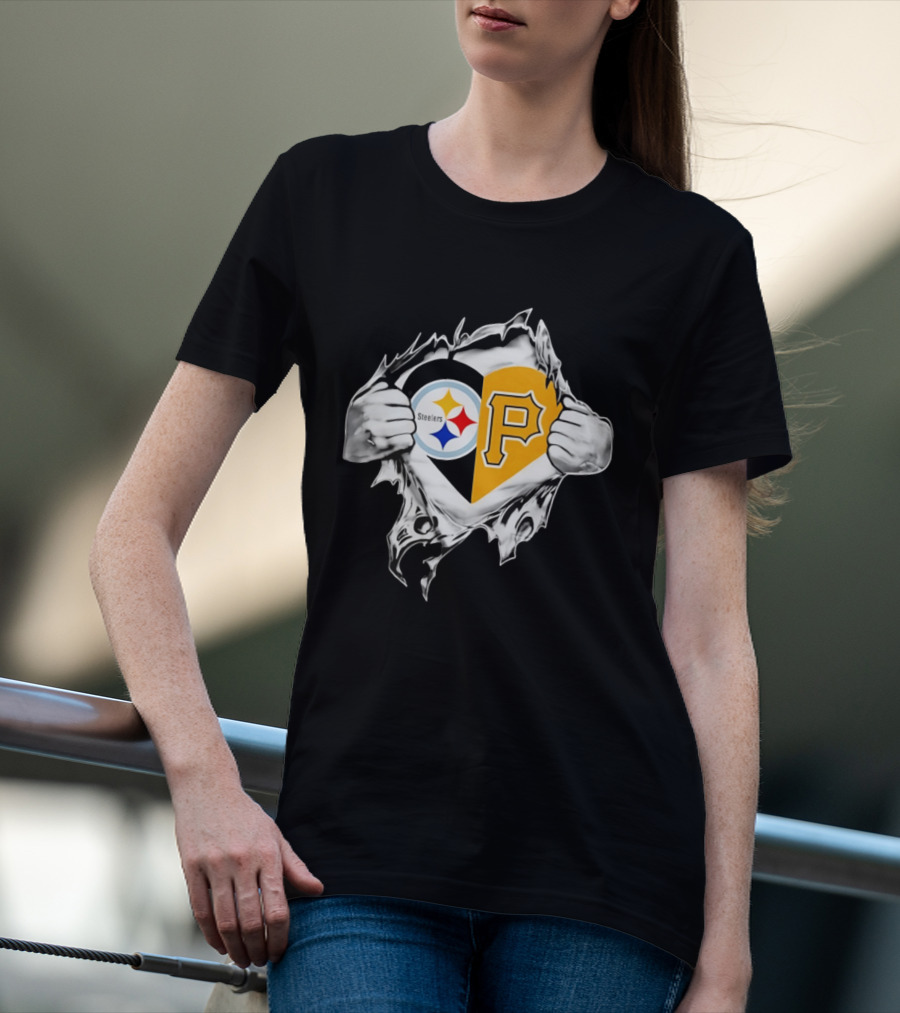 Steelers Pirates Heart Pittsburgh NFL MLB Fans T-Shirt
