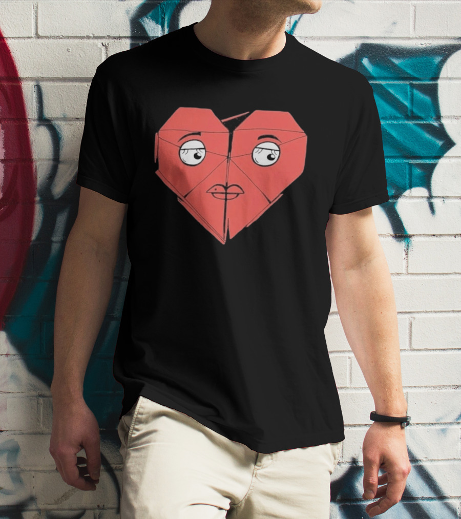 James Marriott Romanticise This Origami Heart Face T-Shirt