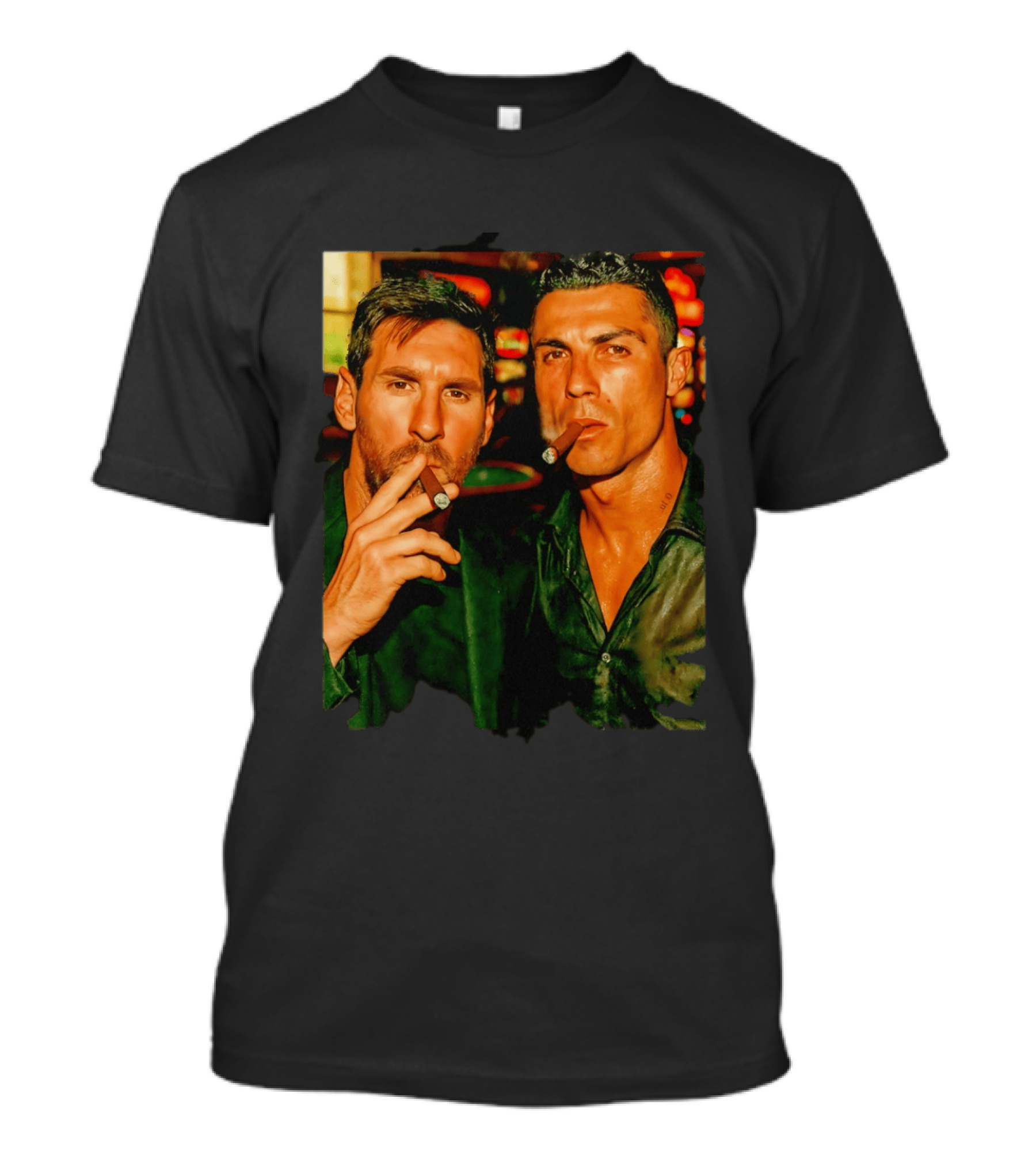 Lionel Messi Cristiano Ronaldo Cigar GOATs Smoking Iconic Duo T-Shirt