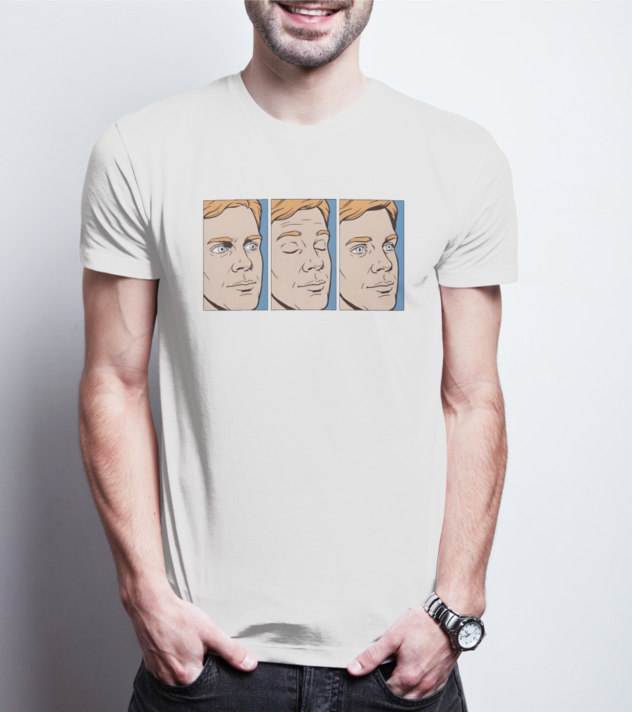 Blinking White Guy Meme Reaction Face Comic Triptych T-Shirt