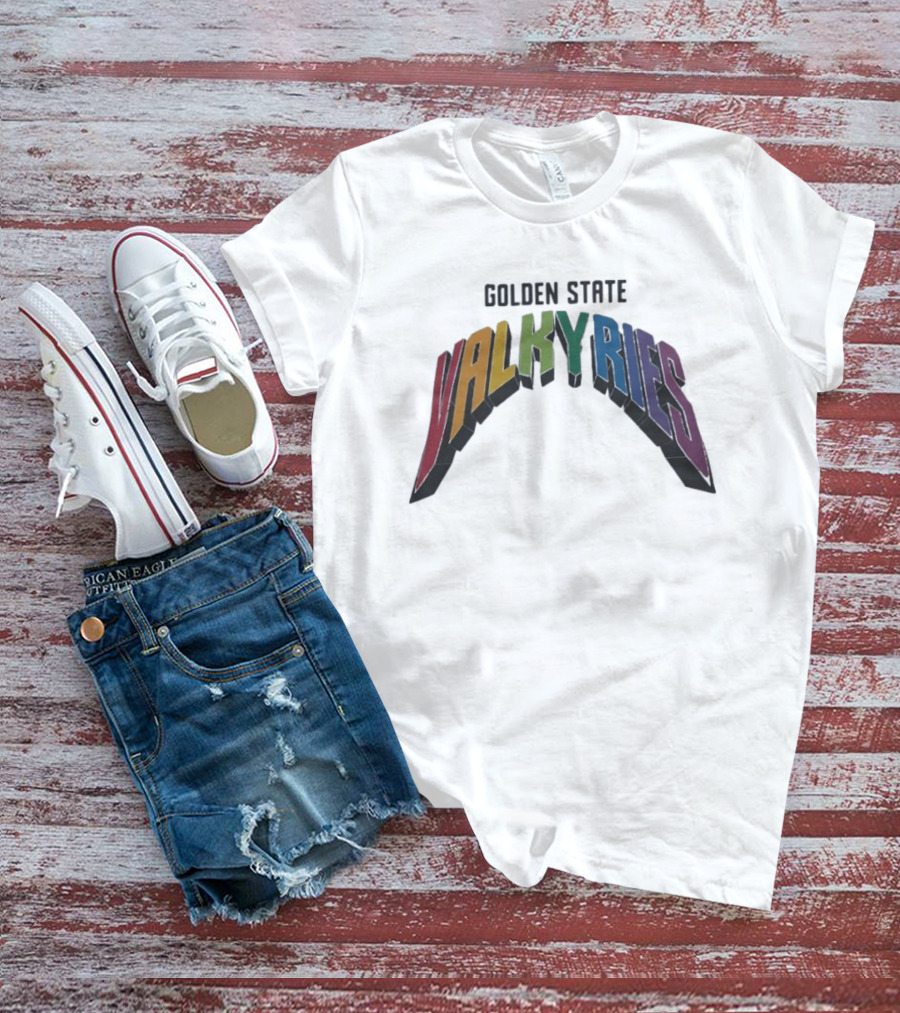 Golden State Valkyries Rainbow Multicolor Curved T-Shirt