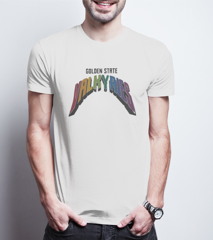 Golden State Valkyries Rainbow Multicolor Curved T-Shirt