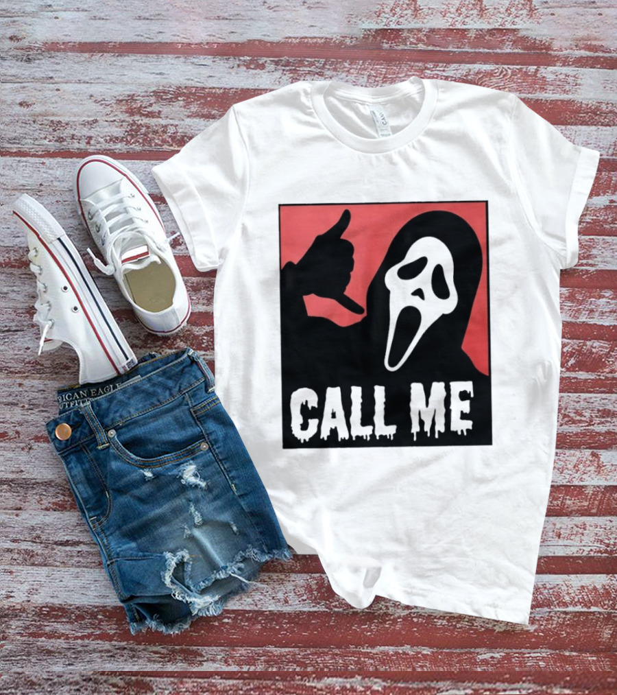 Ghostface Call Me Horror Halloween Scream T-Shirt