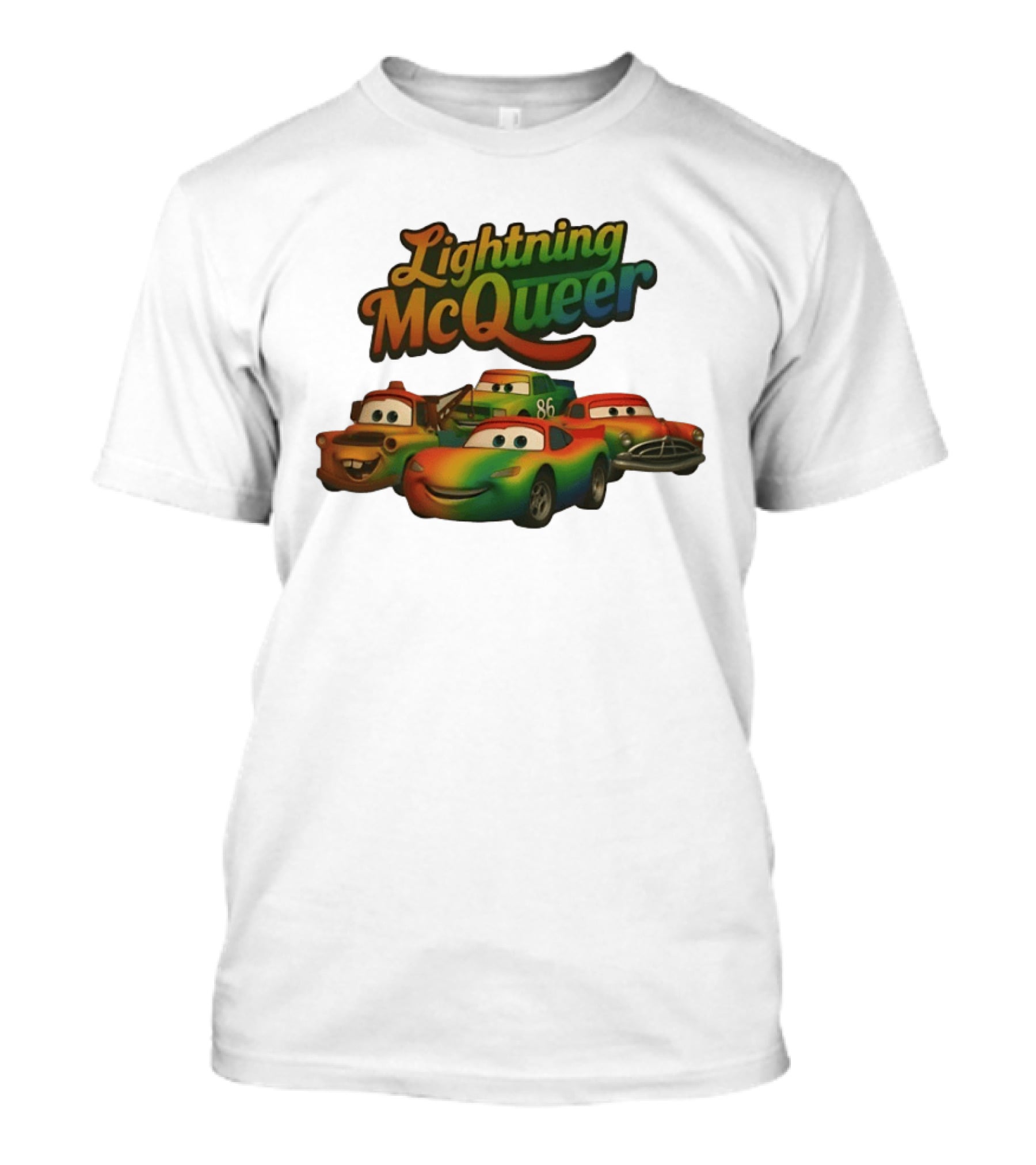 Lightning McQueer Pride Cars Movie Characters Rainbow T-Shirt