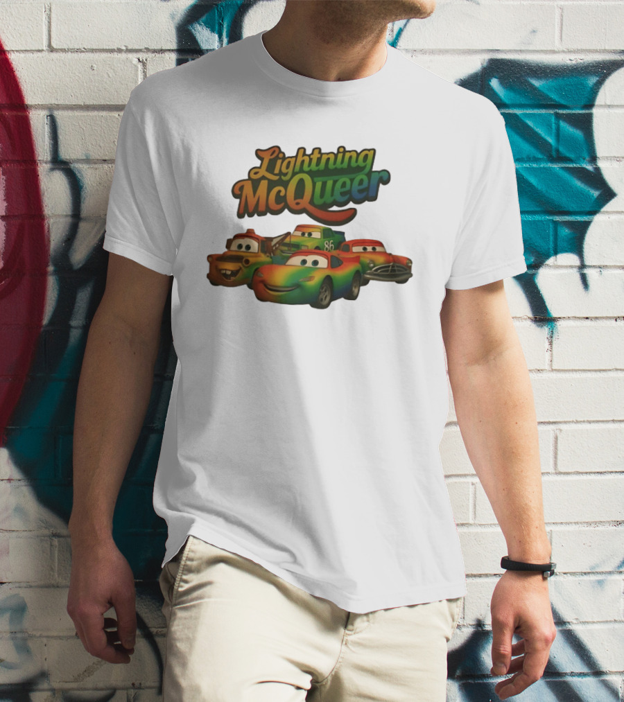 Lightning McQueer Pride Cars Movie Characters Rainbow T-Shirt