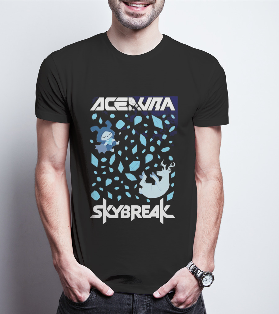 Ace Aura Skybreak EDM Music Artistic Falling Character And Deer With Blue Leaves T-Shirt