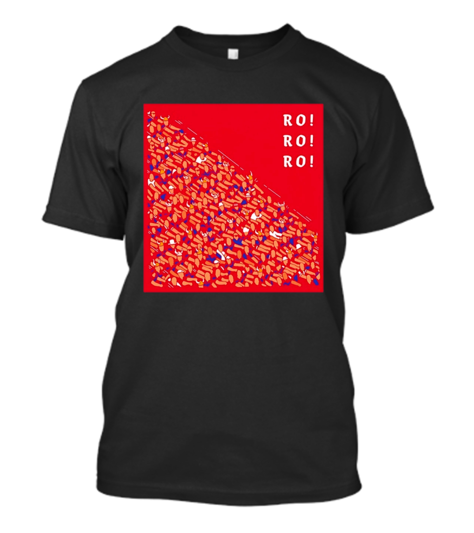 Ro Ro Ro Viking Helmet Crowd Art Red T-Shirt