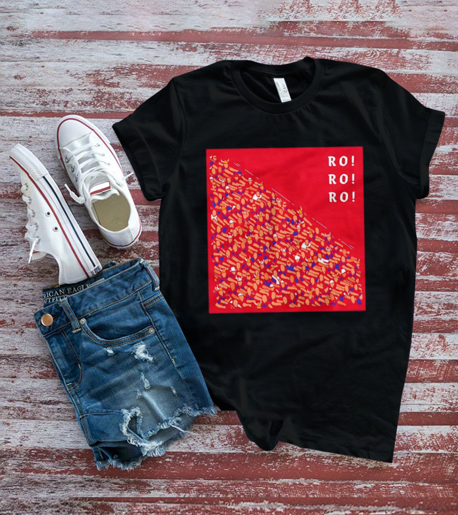 Ro Ro Ro Viking Helmet Crowd Art Red T-Shirt