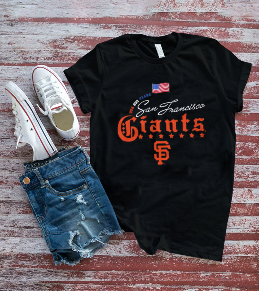San Francisco Giants MLB USA American Flag 4th Of July Celebration T-Shirt