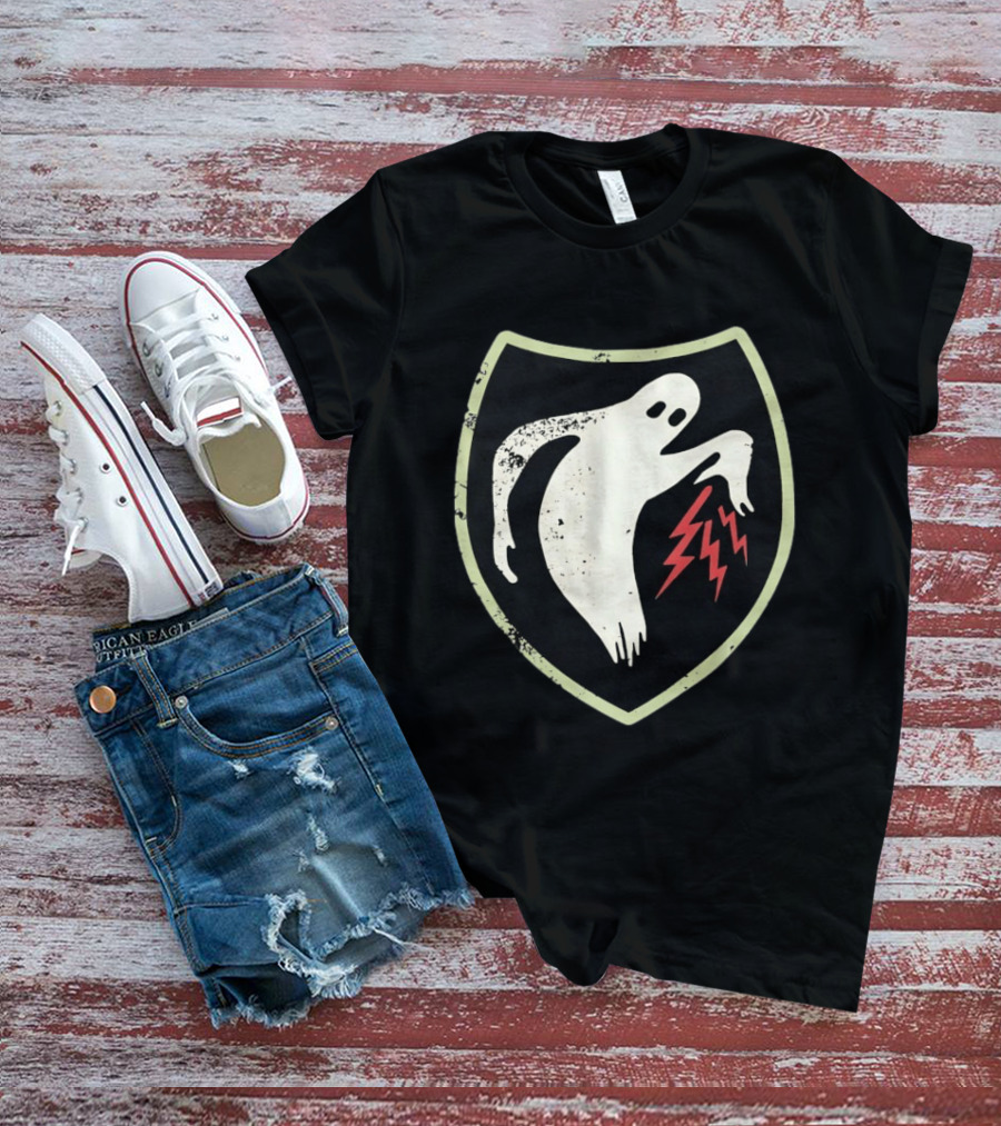 Ghost Reaching Lightning Bolts Shield T-Shirt