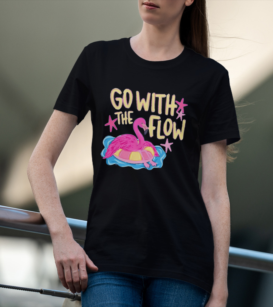 Go With The Flow Flamingo Summer Tropical Vibes T-Shirt