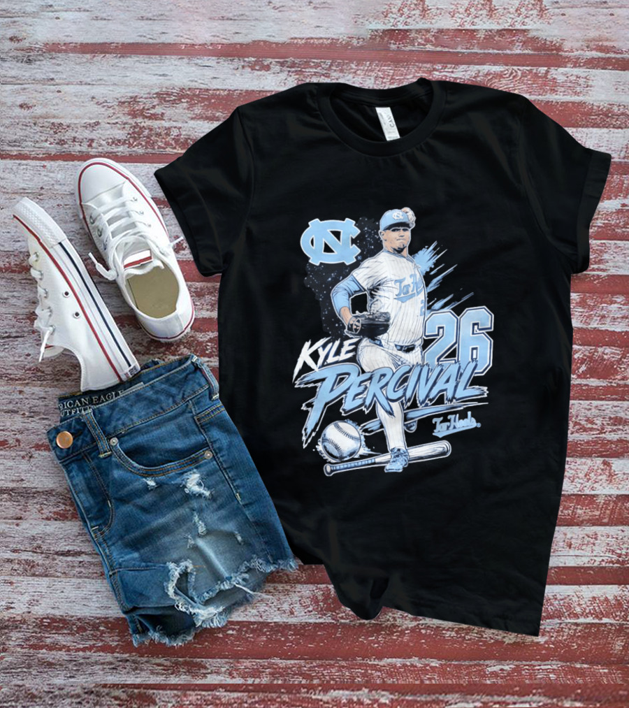 North Carolina Tar Heels Kyle Percival 26 Baseball Pitcher T-Shirt