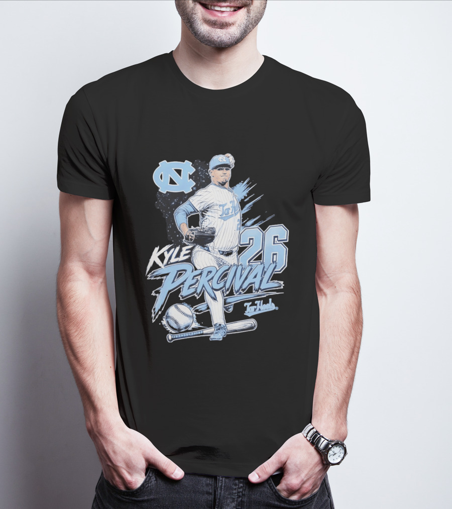 North Carolina Tar Heels Kyle Percival 26 Baseball Pitcher T-Shirt