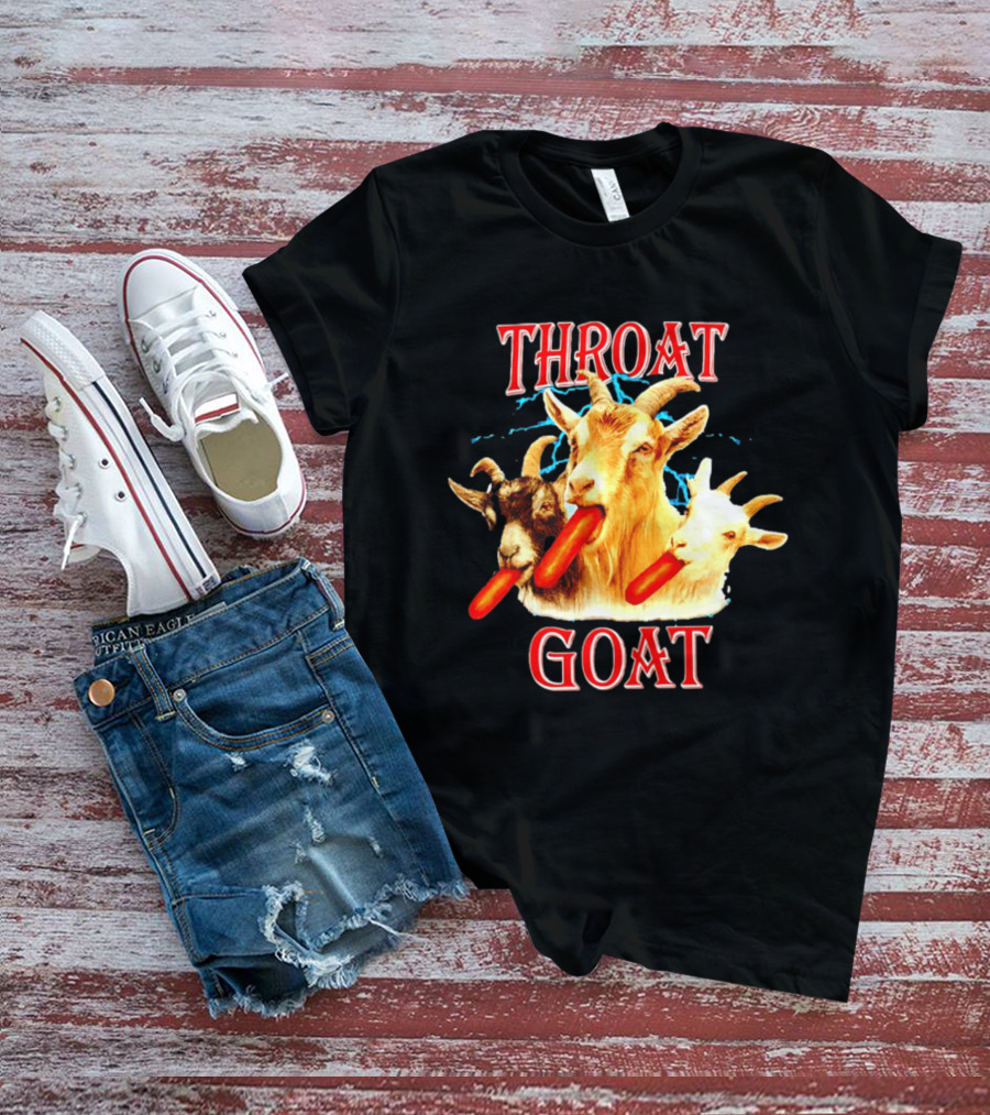 Throat Goat Hot Dog Eating Goats Meme Humor T-Shirt