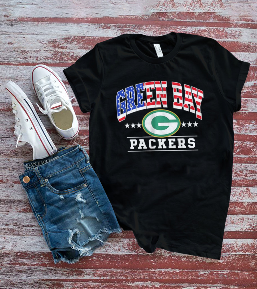Green Bay Packers 1776 2026 250 Years 4th Of July American Flag T-Shirt