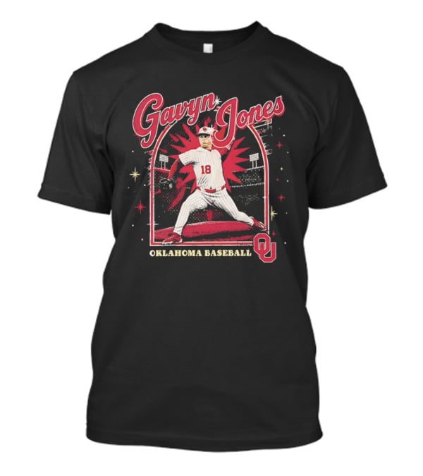 Gavyn Jones Oklahoma Baseball Sooners Player Pitching Action 18 OU T-Shirt