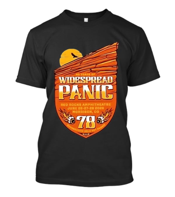 40 Years Of Widespread Panic Red Rocks Amphitheatre June 26 28 2026 Morrison Colorado 78 Consecutive Sold Out Shows T-Shirt