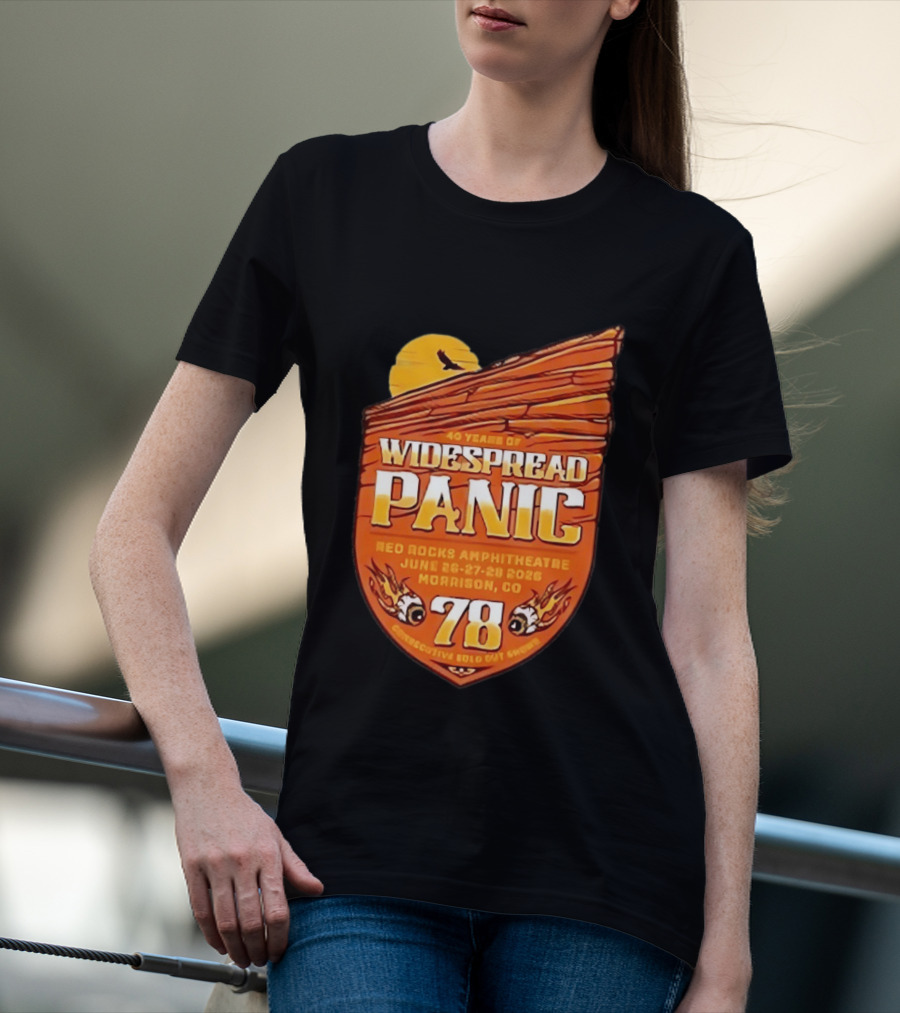 40 Years Of Widespread Panic Red Rocks Amphitheatre June 26 28 2026 Morrison Colorado 78 Consecutive Sold Out Shows T-Shirt