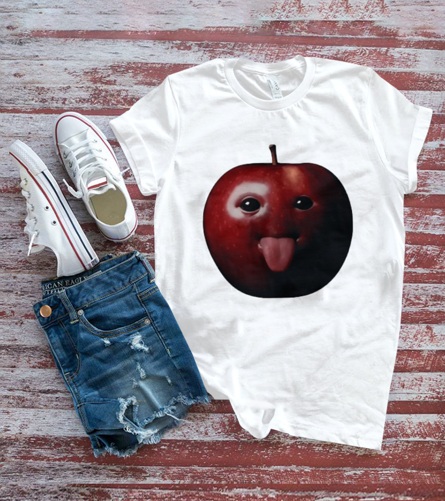 Apple Sticking Out Tongue Funny Fruit Face T-Shirt