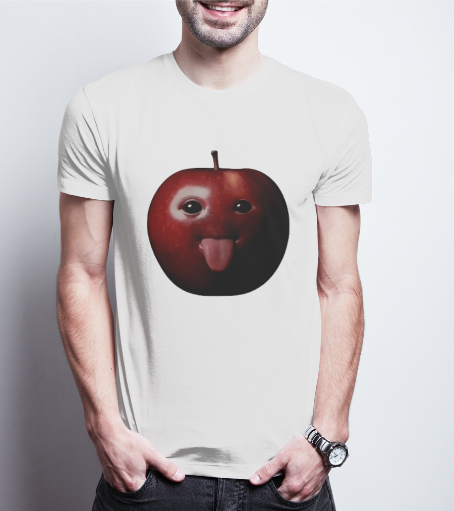 Apple Sticking Out Tongue Funny Fruit Face T-Shirt