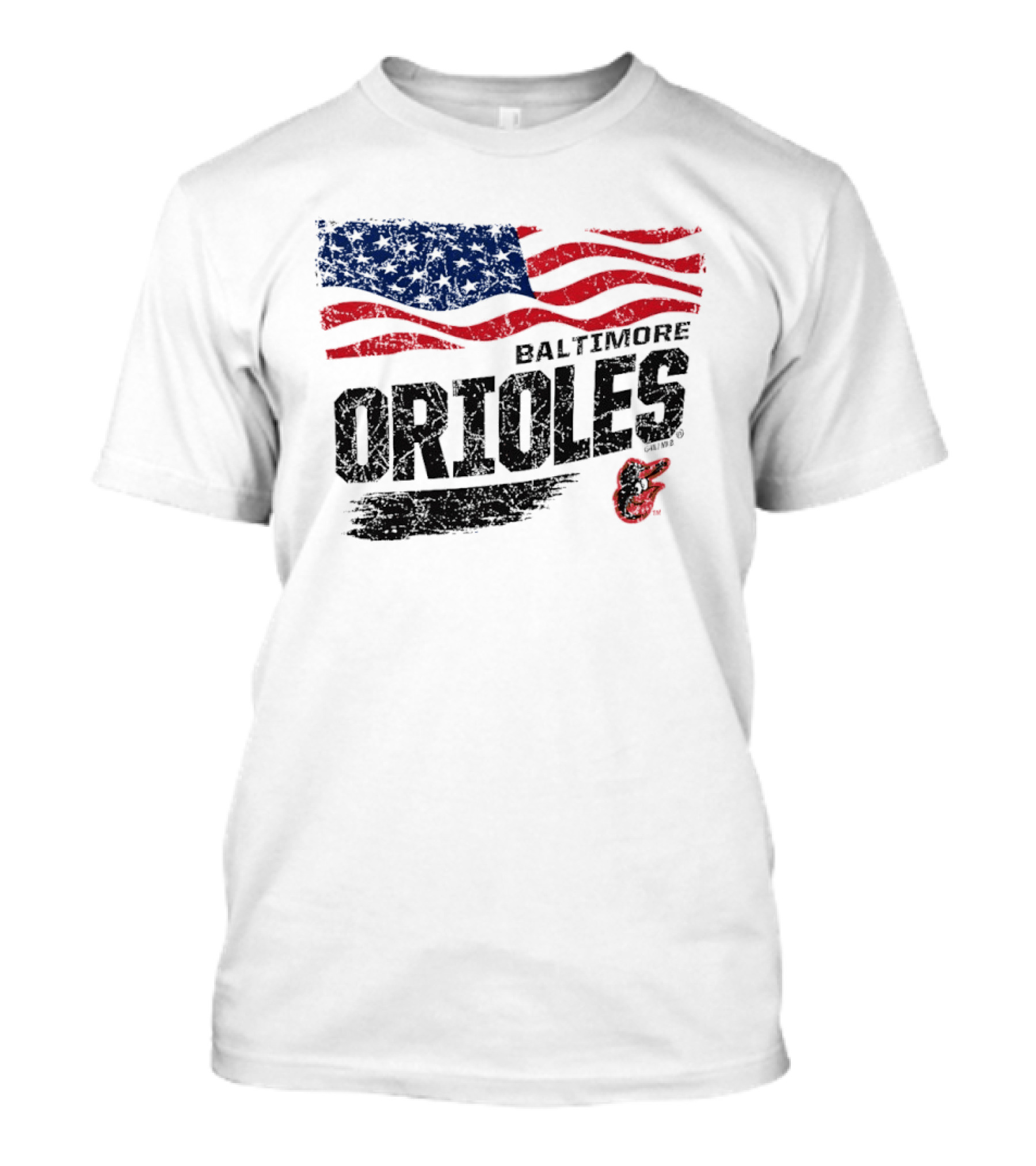 Baltimore Orioles 4th Of July Waving American Flag 250th Anniversary Celebration T-Shirt
